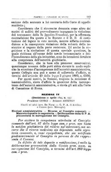 La giustizia amministrativa raccolta di decisioni e pareri del Consiglio di Stato, decisioni della Corte dei conti, sentenze della Cassazione di Roma, e decisioni delle Giunte provinciali amministrative