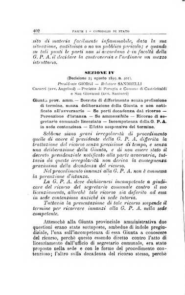 La giustizia amministrativa raccolta di decisioni e pareri del Consiglio di Stato, decisioni della Corte dei conti, sentenze della Cassazione di Roma, e decisioni delle Giunte provinciali amministrative