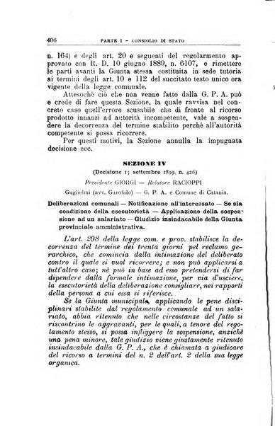 La giustizia amministrativa raccolta di decisioni e pareri del Consiglio di Stato, decisioni della Corte dei conti, sentenze della Cassazione di Roma, e decisioni delle Giunte provinciali amministrative