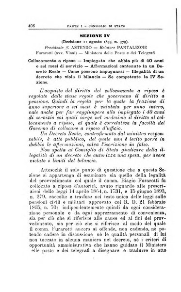 La giustizia amministrativa raccolta di decisioni e pareri del Consiglio di Stato, decisioni della Corte dei conti, sentenze della Cassazione di Roma, e decisioni delle Giunte provinciali amministrative