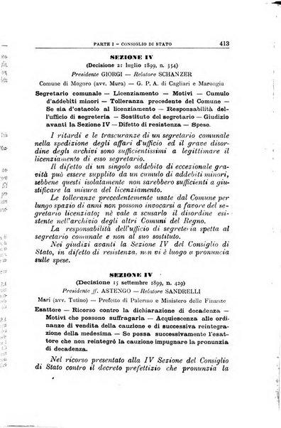 La giustizia amministrativa raccolta di decisioni e pareri del Consiglio di Stato, decisioni della Corte dei conti, sentenze della Cassazione di Roma, e decisioni delle Giunte provinciali amministrative