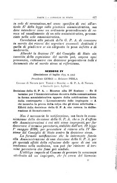 La giustizia amministrativa raccolta di decisioni e pareri del Consiglio di Stato, decisioni della Corte dei conti, sentenze della Cassazione di Roma, e decisioni delle Giunte provinciali amministrative