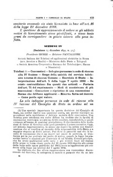 La giustizia amministrativa raccolta di decisioni e pareri del Consiglio di Stato, decisioni della Corte dei conti, sentenze della Cassazione di Roma, e decisioni delle Giunte provinciali amministrative