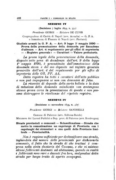 La giustizia amministrativa raccolta di decisioni e pareri del Consiglio di Stato, decisioni della Corte dei conti, sentenze della Cassazione di Roma, e decisioni delle Giunte provinciali amministrative