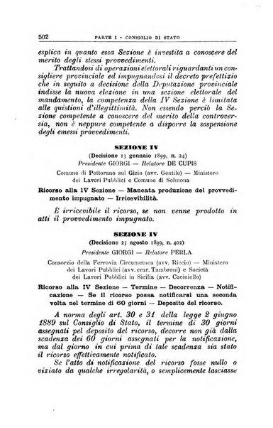 La giustizia amministrativa raccolta di decisioni e pareri del Consiglio di Stato, decisioni della Corte dei conti, sentenze della Cassazione di Roma, e decisioni delle Giunte provinciali amministrative