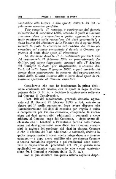 La giustizia amministrativa raccolta di decisioni e pareri del Consiglio di Stato, decisioni della Corte dei conti, sentenze della Cassazione di Roma, e decisioni delle Giunte provinciali amministrative