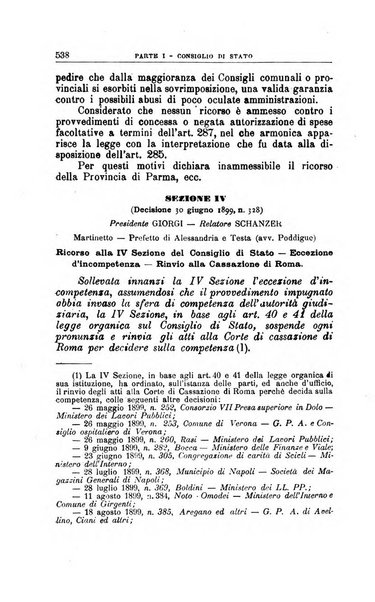 La giustizia amministrativa raccolta di decisioni e pareri del Consiglio di Stato, decisioni della Corte dei conti, sentenze della Cassazione di Roma, e decisioni delle Giunte provinciali amministrative