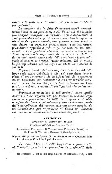 La giustizia amministrativa raccolta di decisioni e pareri del Consiglio di Stato, decisioni della Corte dei conti, sentenze della Cassazione di Roma, e decisioni delle Giunte provinciali amministrative