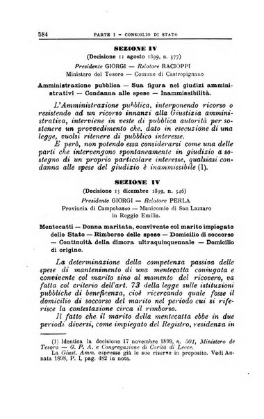 La giustizia amministrativa raccolta di decisioni e pareri del Consiglio di Stato, decisioni della Corte dei conti, sentenze della Cassazione di Roma, e decisioni delle Giunte provinciali amministrative