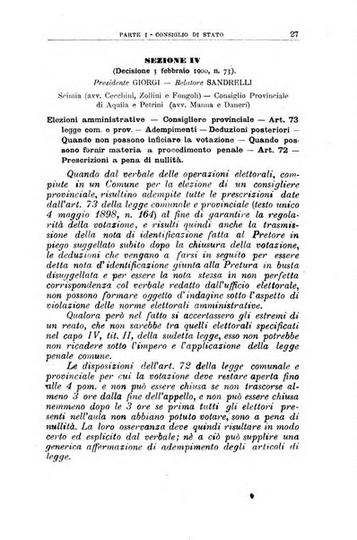 La giustizia amministrativa raccolta di decisioni e pareri del Consiglio di Stato, decisioni della Corte dei conti, sentenze della Cassazione di Roma, e decisioni delle Giunte provinciali amministrative