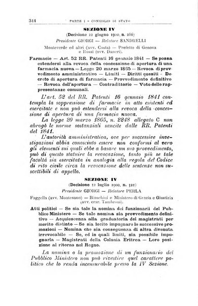 La giustizia amministrativa raccolta di decisioni e pareri del Consiglio di Stato, decisioni della Corte dei conti, sentenze della Cassazione di Roma, e decisioni delle Giunte provinciali amministrative