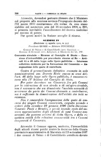 La giustizia amministrativa raccolta di decisioni e pareri del Consiglio di Stato, decisioni della Corte dei conti, sentenze della Cassazione di Roma, e decisioni delle Giunte provinciali amministrative