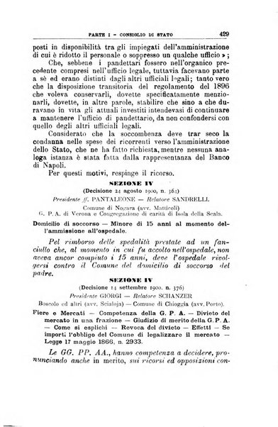 La giustizia amministrativa raccolta di decisioni e pareri del Consiglio di Stato, decisioni della Corte dei conti, sentenze della Cassazione di Roma, e decisioni delle Giunte provinciali amministrative