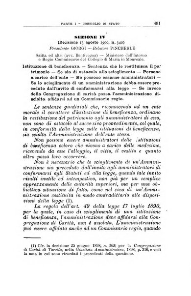 La giustizia amministrativa raccolta di decisioni e pareri del Consiglio di Stato, decisioni della Corte dei conti, sentenze della Cassazione di Roma, e decisioni delle Giunte provinciali amministrative