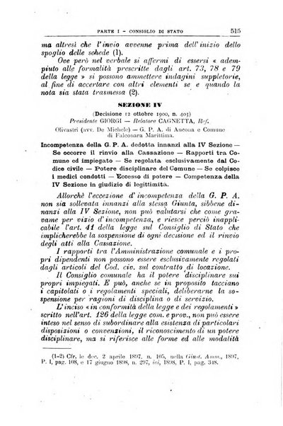 La giustizia amministrativa raccolta di decisioni e pareri del Consiglio di Stato, decisioni della Corte dei conti, sentenze della Cassazione di Roma, e decisioni delle Giunte provinciali amministrative