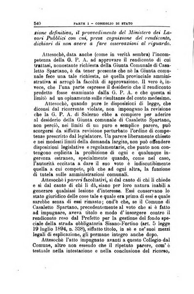 La giustizia amministrativa raccolta di decisioni e pareri del Consiglio di Stato, decisioni della Corte dei conti, sentenze della Cassazione di Roma, e decisioni delle Giunte provinciali amministrative