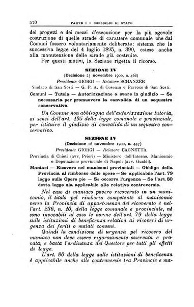 La giustizia amministrativa raccolta di decisioni e pareri del Consiglio di Stato, decisioni della Corte dei conti, sentenze della Cassazione di Roma, e decisioni delle Giunte provinciali amministrative