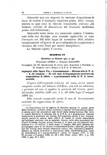 La giustizia amministrativa raccolta di decisioni e pareri del Consiglio di Stato, decisioni della Corte dei conti, sentenze della Cassazione di Roma, e decisioni delle Giunte provinciali amministrative