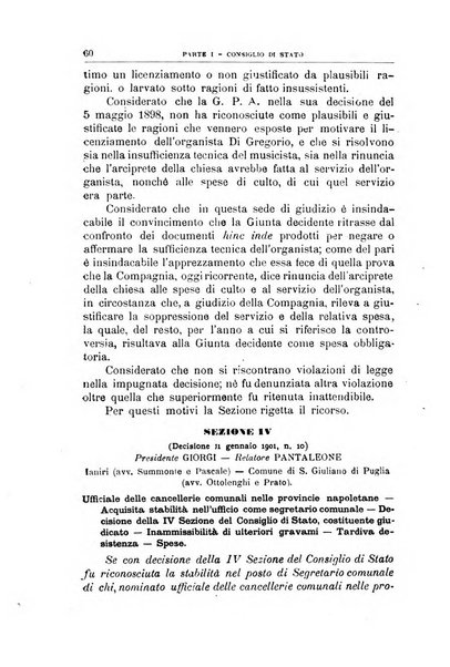 La giustizia amministrativa raccolta di decisioni e pareri del Consiglio di Stato, decisioni della Corte dei conti, sentenze della Cassazione di Roma, e decisioni delle Giunte provinciali amministrative