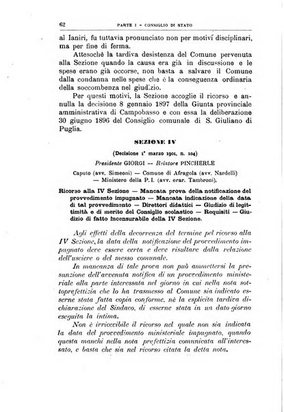 La giustizia amministrativa raccolta di decisioni e pareri del Consiglio di Stato, decisioni della Corte dei conti, sentenze della Cassazione di Roma, e decisioni delle Giunte provinciali amministrative