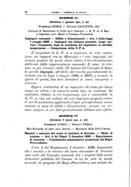 La giustizia amministrativa raccolta di decisioni e pareri del Consiglio di Stato, decisioni della Corte dei conti, sentenze della Cassazione di Roma, e decisioni delle Giunte provinciali amministrative