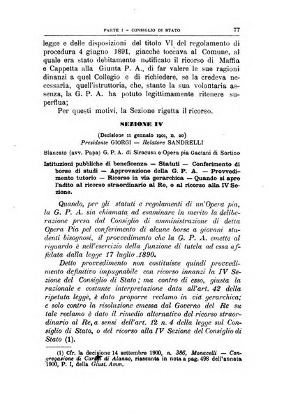 La giustizia amministrativa raccolta di decisioni e pareri del Consiglio di Stato, decisioni della Corte dei conti, sentenze della Cassazione di Roma, e decisioni delle Giunte provinciali amministrative