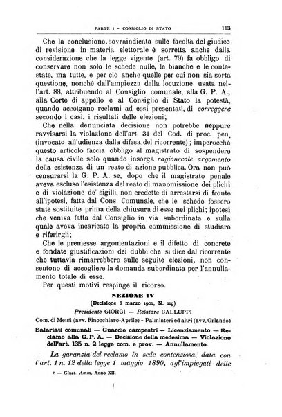 La giustizia amministrativa raccolta di decisioni e pareri del Consiglio di Stato, decisioni della Corte dei conti, sentenze della Cassazione di Roma, e decisioni delle Giunte provinciali amministrative