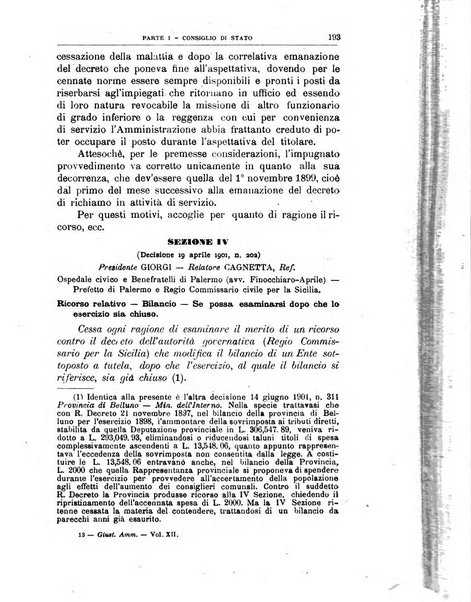 La giustizia amministrativa raccolta di decisioni e pareri del Consiglio di Stato, decisioni della Corte dei conti, sentenze della Cassazione di Roma, e decisioni delle Giunte provinciali amministrative