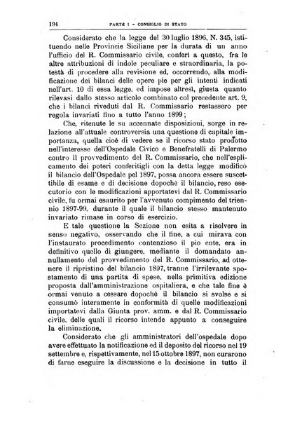 La giustizia amministrativa raccolta di decisioni e pareri del Consiglio di Stato, decisioni della Corte dei conti, sentenze della Cassazione di Roma, e decisioni delle Giunte provinciali amministrative