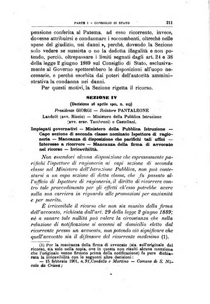 La giustizia amministrativa raccolta di decisioni e pareri del Consiglio di Stato, decisioni della Corte dei conti, sentenze della Cassazione di Roma, e decisioni delle Giunte provinciali amministrative