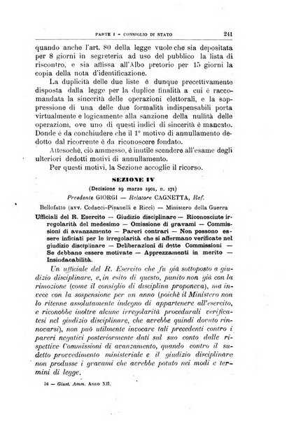 La giustizia amministrativa raccolta di decisioni e pareri del Consiglio di Stato, decisioni della Corte dei conti, sentenze della Cassazione di Roma, e decisioni delle Giunte provinciali amministrative