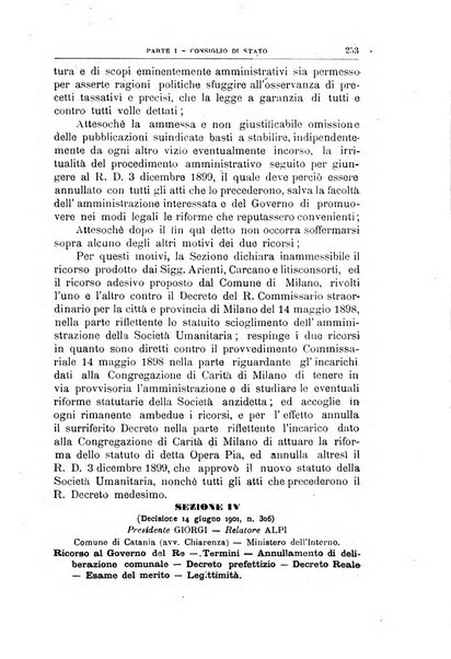 La giustizia amministrativa raccolta di decisioni e pareri del Consiglio di Stato, decisioni della Corte dei conti, sentenze della Cassazione di Roma, e decisioni delle Giunte provinciali amministrative