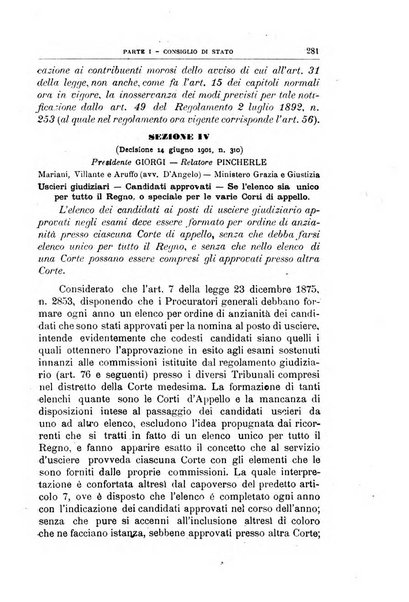 La giustizia amministrativa raccolta di decisioni e pareri del Consiglio di Stato, decisioni della Corte dei conti, sentenze della Cassazione di Roma, e decisioni delle Giunte provinciali amministrative