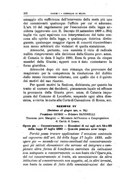 La giustizia amministrativa raccolta di decisioni e pareri del Consiglio di Stato, decisioni della Corte dei conti, sentenze della Cassazione di Roma, e decisioni delle Giunte provinciali amministrative