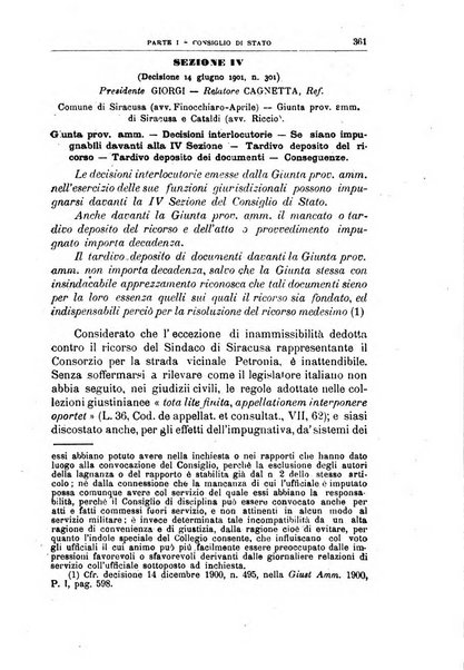 La giustizia amministrativa raccolta di decisioni e pareri del Consiglio di Stato, decisioni della Corte dei conti, sentenze della Cassazione di Roma, e decisioni delle Giunte provinciali amministrative