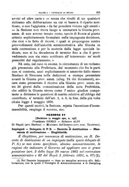 La giustizia amministrativa raccolta di decisioni e pareri del Consiglio di Stato, decisioni della Corte dei conti, sentenze della Cassazione di Roma, e decisioni delle Giunte provinciali amministrative