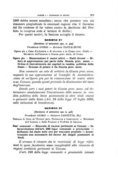 La giustizia amministrativa raccolta di decisioni e pareri del Consiglio di Stato, decisioni della Corte dei conti, sentenze della Cassazione di Roma, e decisioni delle Giunte provinciali amministrative