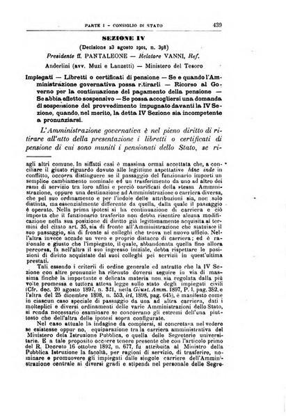 La giustizia amministrativa raccolta di decisioni e pareri del Consiglio di Stato, decisioni della Corte dei conti, sentenze della Cassazione di Roma, e decisioni delle Giunte provinciali amministrative