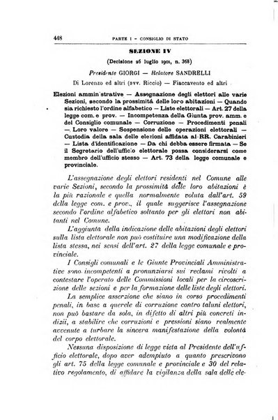 La giustizia amministrativa raccolta di decisioni e pareri del Consiglio di Stato, decisioni della Corte dei conti, sentenze della Cassazione di Roma, e decisioni delle Giunte provinciali amministrative