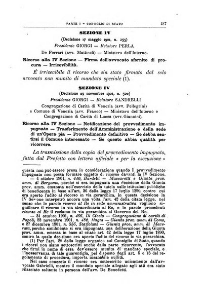 La giustizia amministrativa raccolta di decisioni e pareri del Consiglio di Stato, decisioni della Corte dei conti, sentenze della Cassazione di Roma, e decisioni delle Giunte provinciali amministrative