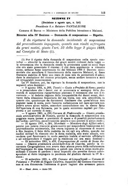 La giustizia amministrativa raccolta di decisioni e pareri del Consiglio di Stato, decisioni della Corte dei conti, sentenze della Cassazione di Roma, e decisioni delle Giunte provinciali amministrative