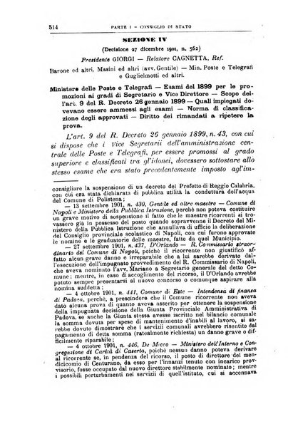 La giustizia amministrativa raccolta di decisioni e pareri del Consiglio di Stato, decisioni della Corte dei conti, sentenze della Cassazione di Roma, e decisioni delle Giunte provinciali amministrative