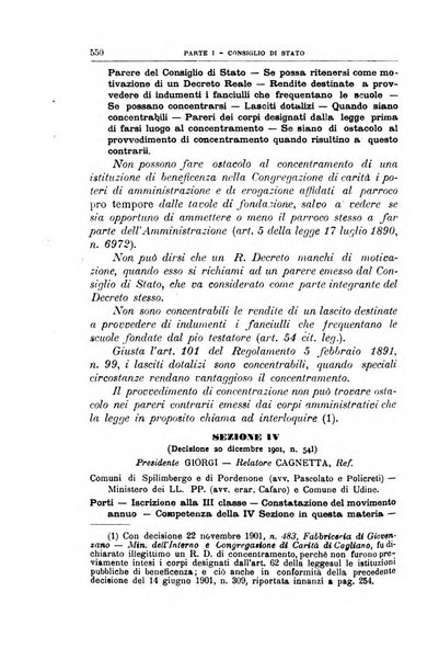 La giustizia amministrativa raccolta di decisioni e pareri del Consiglio di Stato, decisioni della Corte dei conti, sentenze della Cassazione di Roma, e decisioni delle Giunte provinciali amministrative