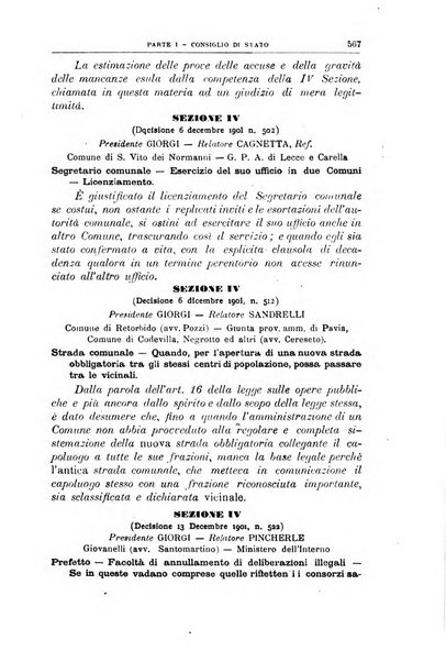 La giustizia amministrativa raccolta di decisioni e pareri del Consiglio di Stato, decisioni della Corte dei conti, sentenze della Cassazione di Roma, e decisioni delle Giunte provinciali amministrative