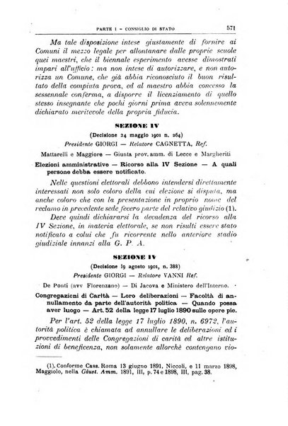 La giustizia amministrativa raccolta di decisioni e pareri del Consiglio di Stato, decisioni della Corte dei conti, sentenze della Cassazione di Roma, e decisioni delle Giunte provinciali amministrative