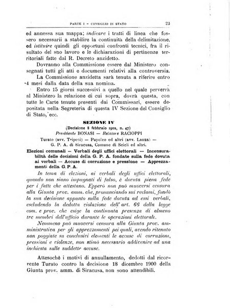 La giustizia amministrativa raccolta di decisioni e pareri del Consiglio di Stato, decisioni della Corte dei conti, sentenze della Cassazione di Roma, e decisioni delle Giunte provinciali amministrative