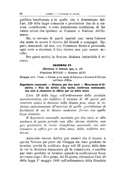 La giustizia amministrativa raccolta di decisioni e pareri del Consiglio di Stato, decisioni della Corte dei conti, sentenze della Cassazione di Roma, e decisioni delle Giunte provinciali amministrative