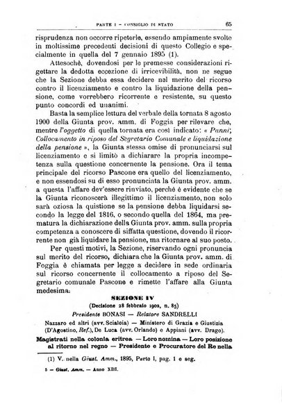 La giustizia amministrativa raccolta di decisioni e pareri del Consiglio di Stato, decisioni della Corte dei conti, sentenze della Cassazione di Roma, e decisioni delle Giunte provinciali amministrative