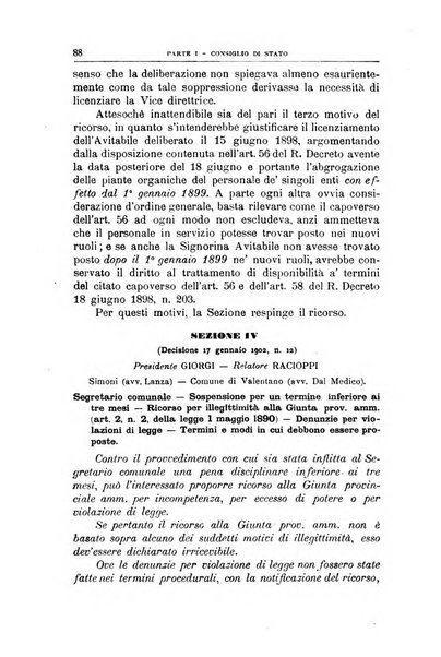 La giustizia amministrativa raccolta di decisioni e pareri del Consiglio di Stato, decisioni della Corte dei conti, sentenze della Cassazione di Roma, e decisioni delle Giunte provinciali amministrative