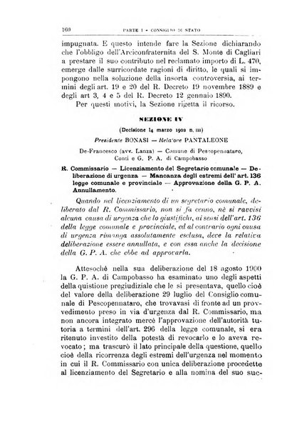 La giustizia amministrativa raccolta di decisioni e pareri del Consiglio di Stato, decisioni della Corte dei conti, sentenze della Cassazione di Roma, e decisioni delle Giunte provinciali amministrative